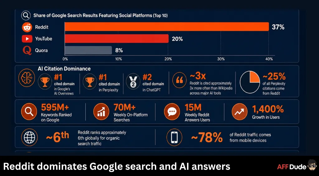 Reddit dominates Google search and AI answers