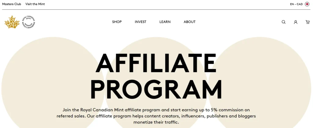 Royal Canadian Mint Affiliate Program