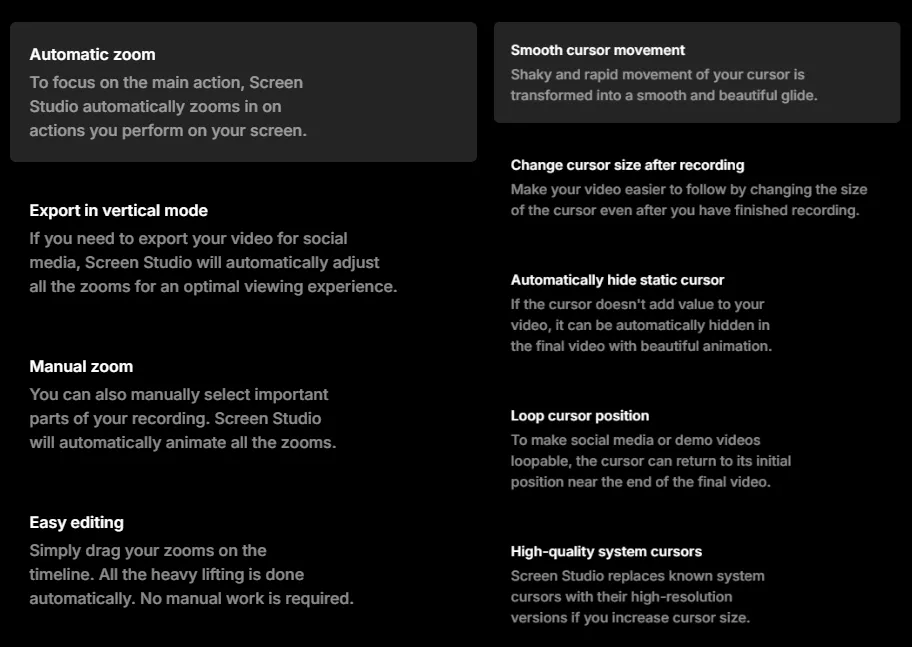 Screen Studio Features