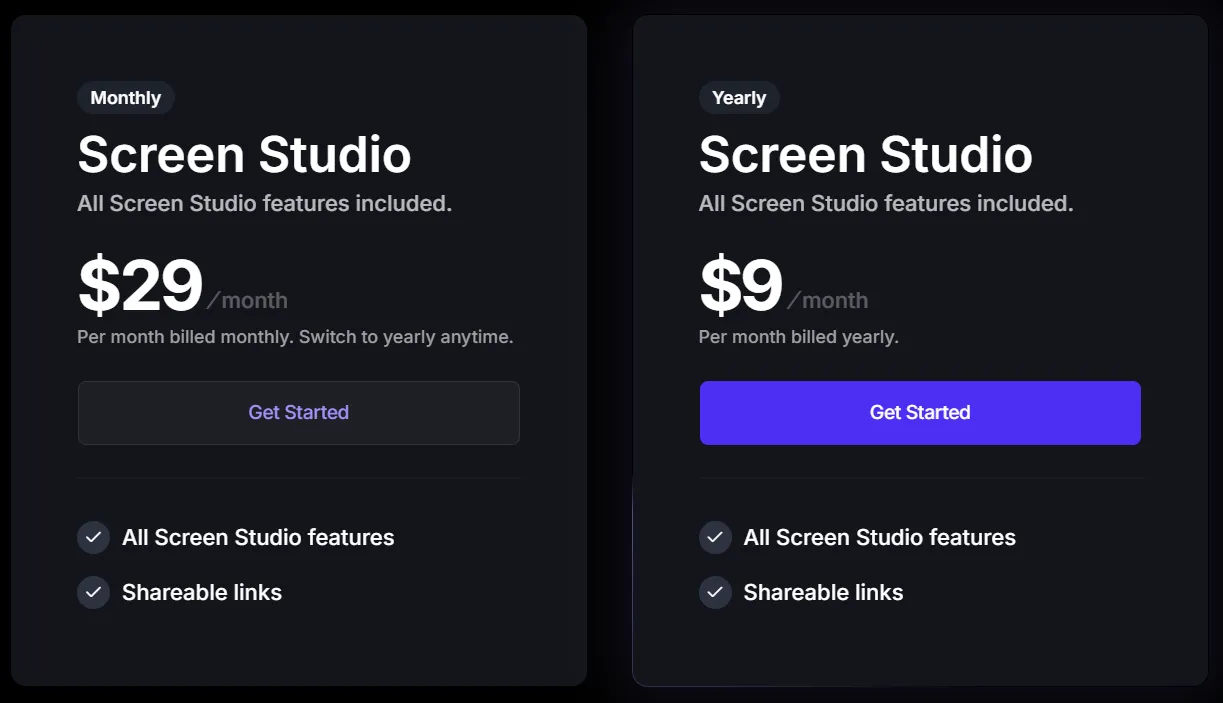 Screen Studio Pricing Plans