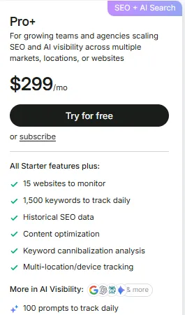 Semrush One Pro+ Plan