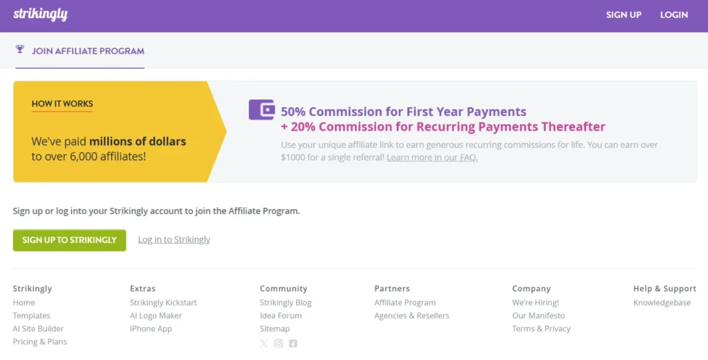 Strikingly Affiliate Program