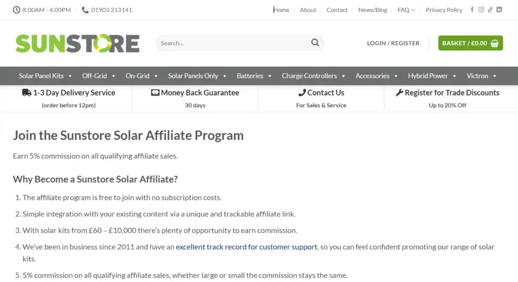 Sunstore Solar Affiliate Program