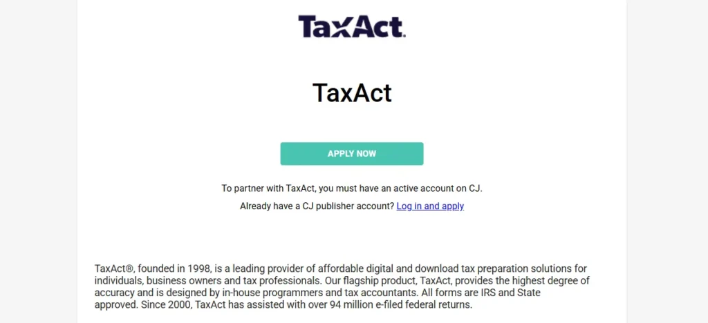 TaxAct Affiliate Program