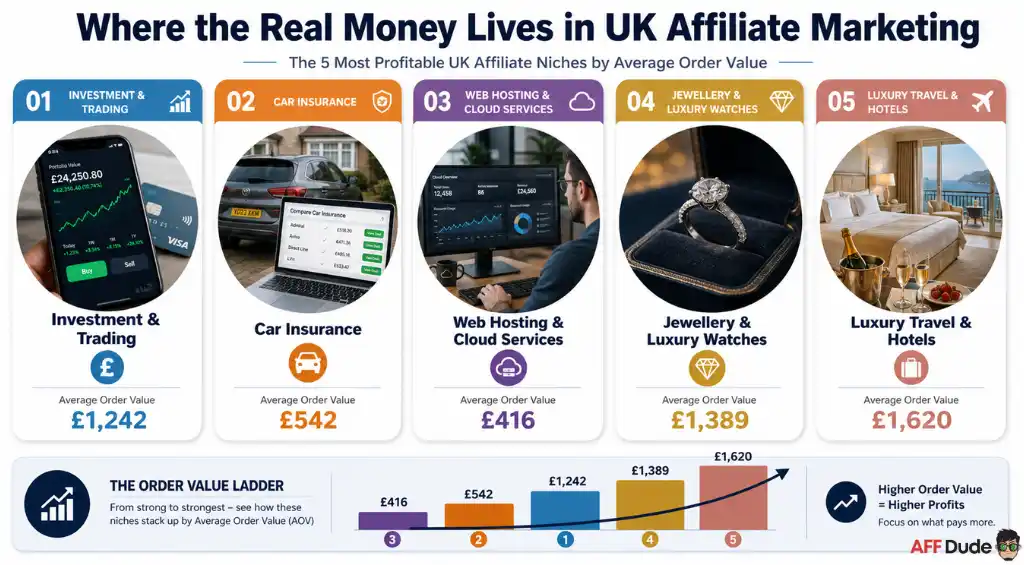 UK affiliate niches ranked by average order value