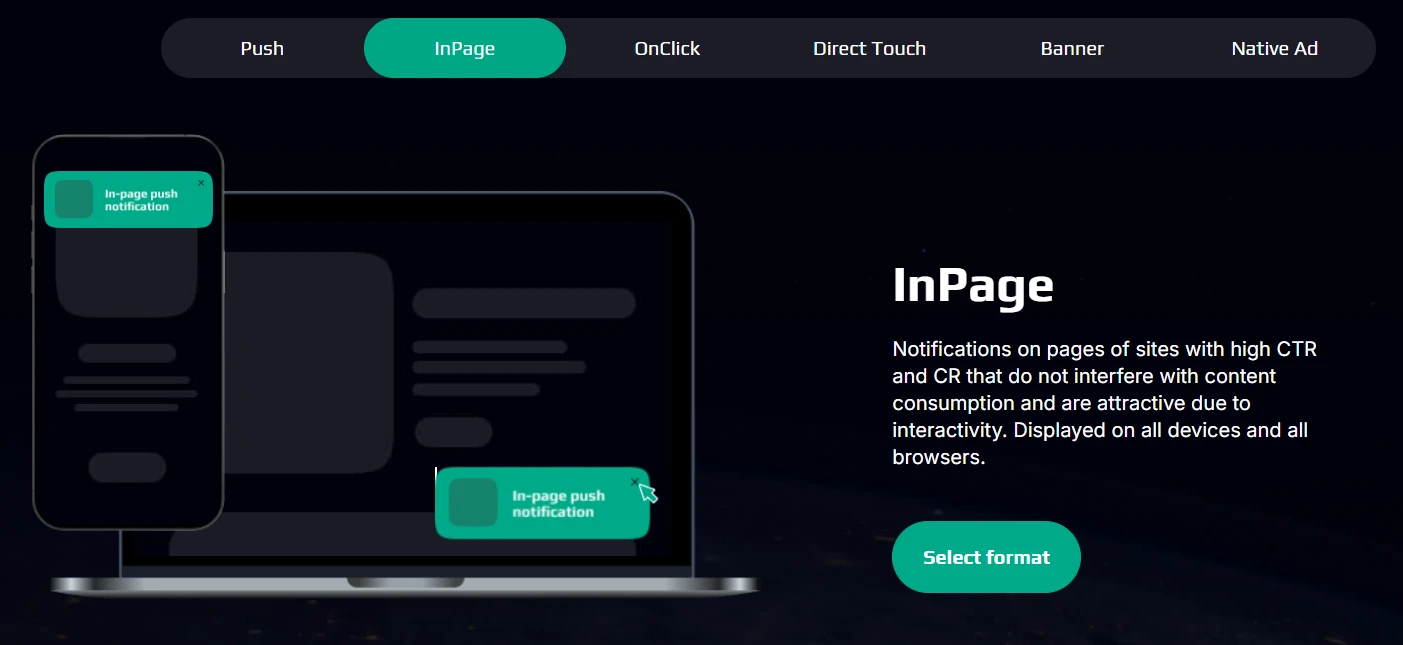 EpicAds InPage push ad format