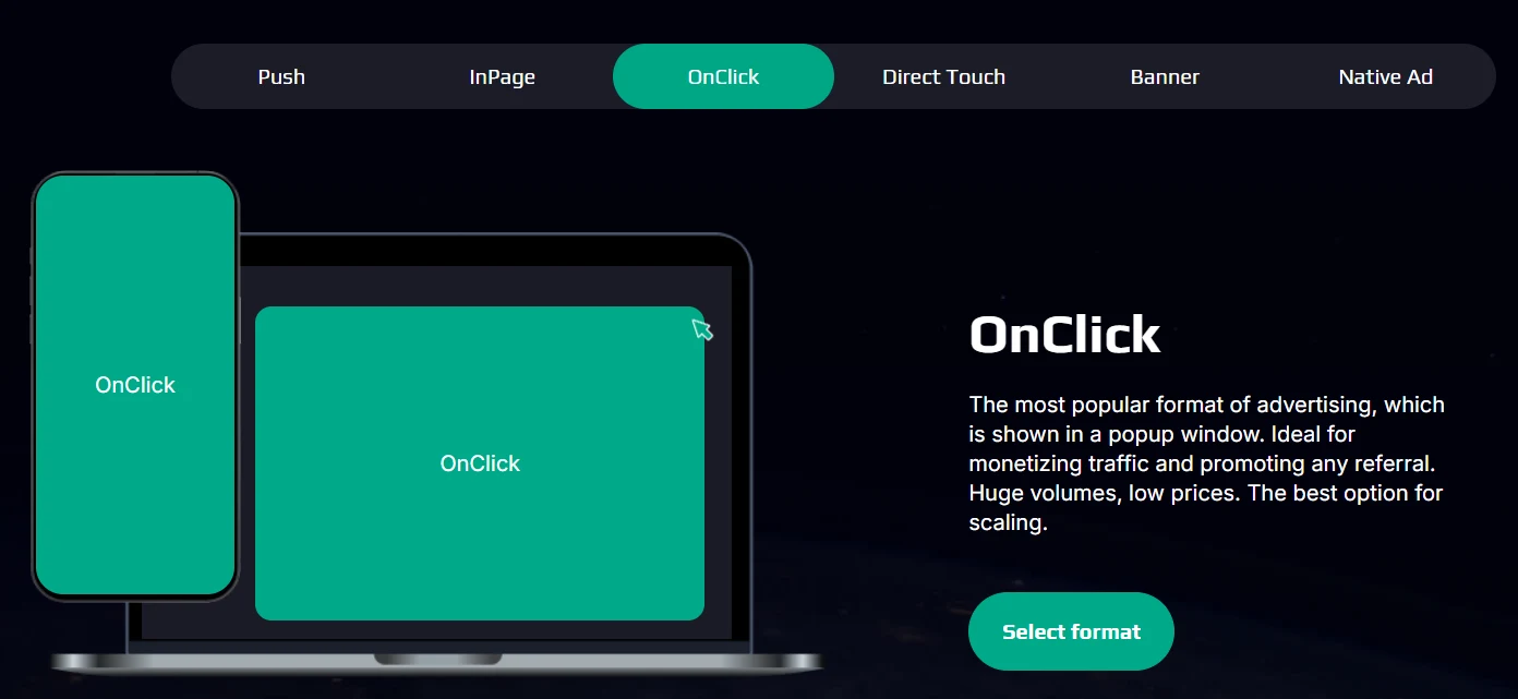 EpicAds OnClick ad format