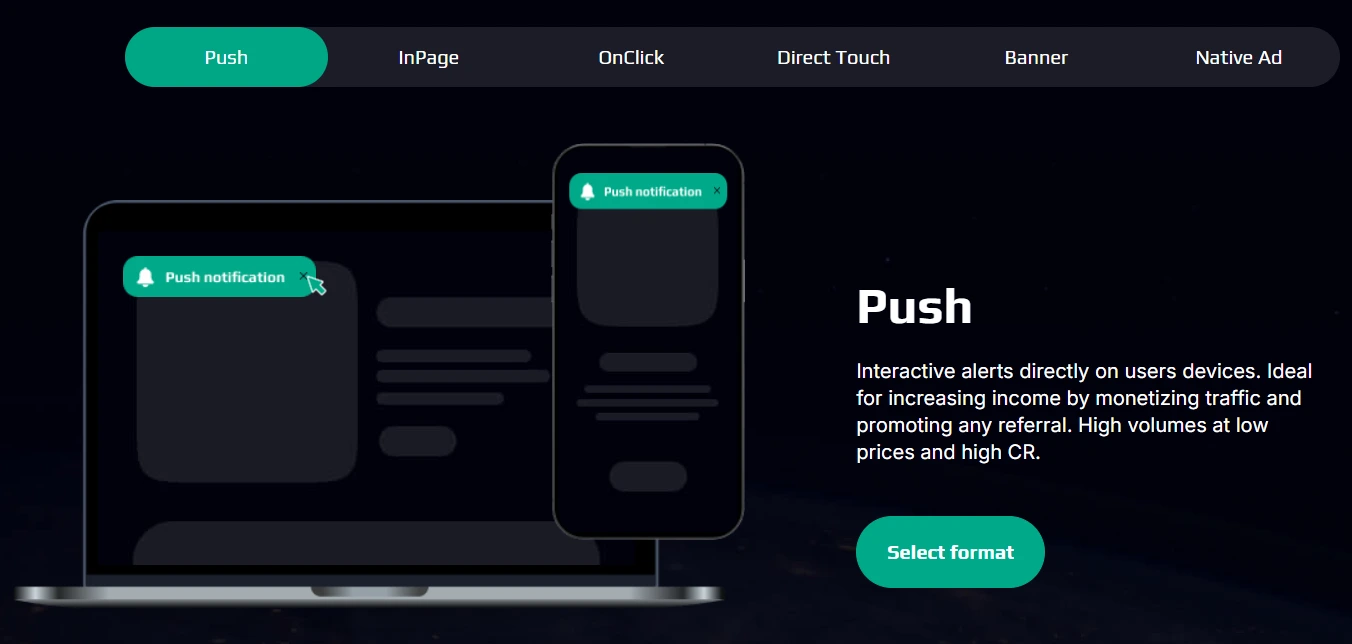 EpicAds Push notifications ad format