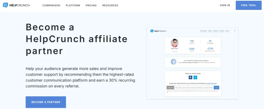 HelpCrunch Affiliate Program