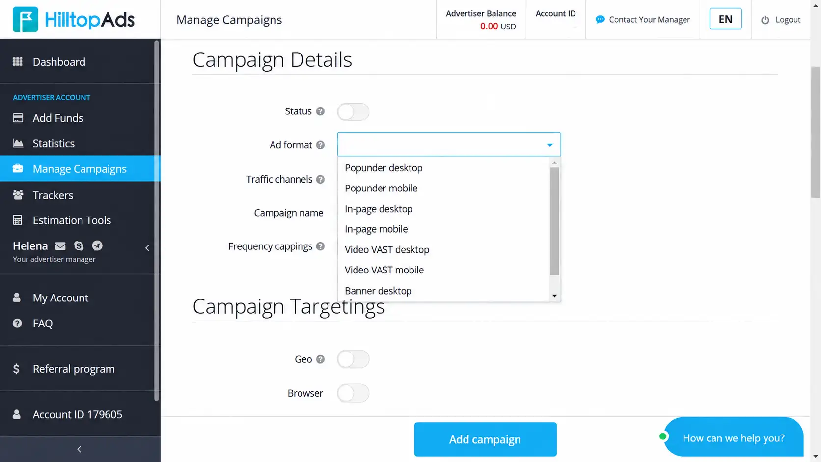 HilltopAds Ad formats