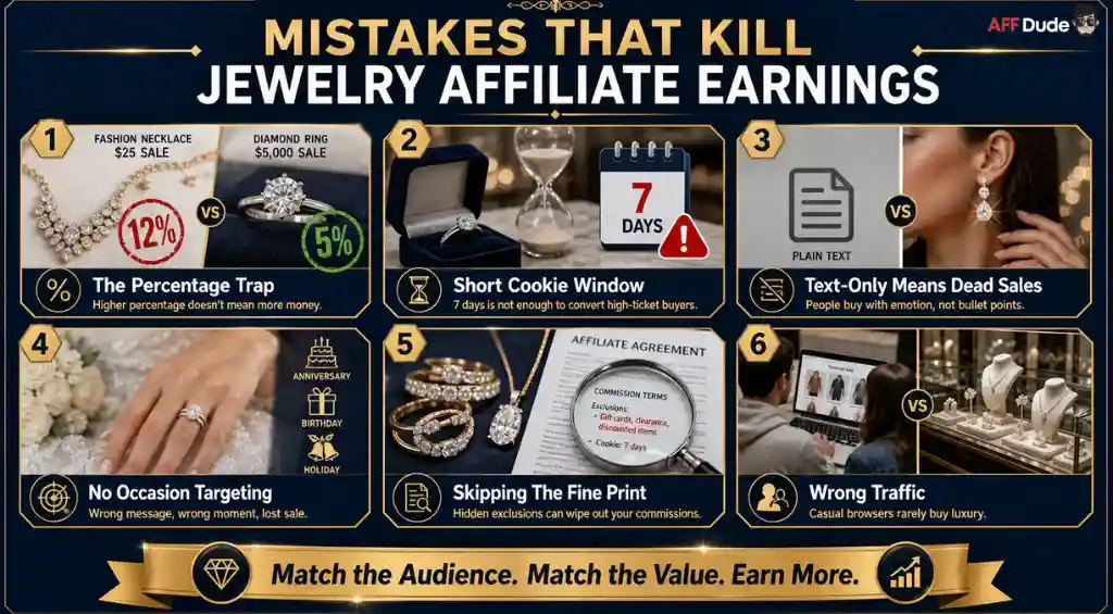 Jewelry Affiliate Program Mistakes Reducing Earnings