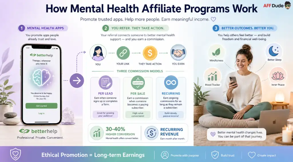 Mental health app affiliate programs explained plainly