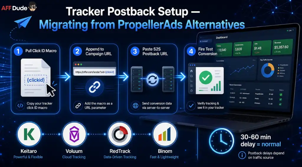 Postback tracking setup for PropellerAds alternatives