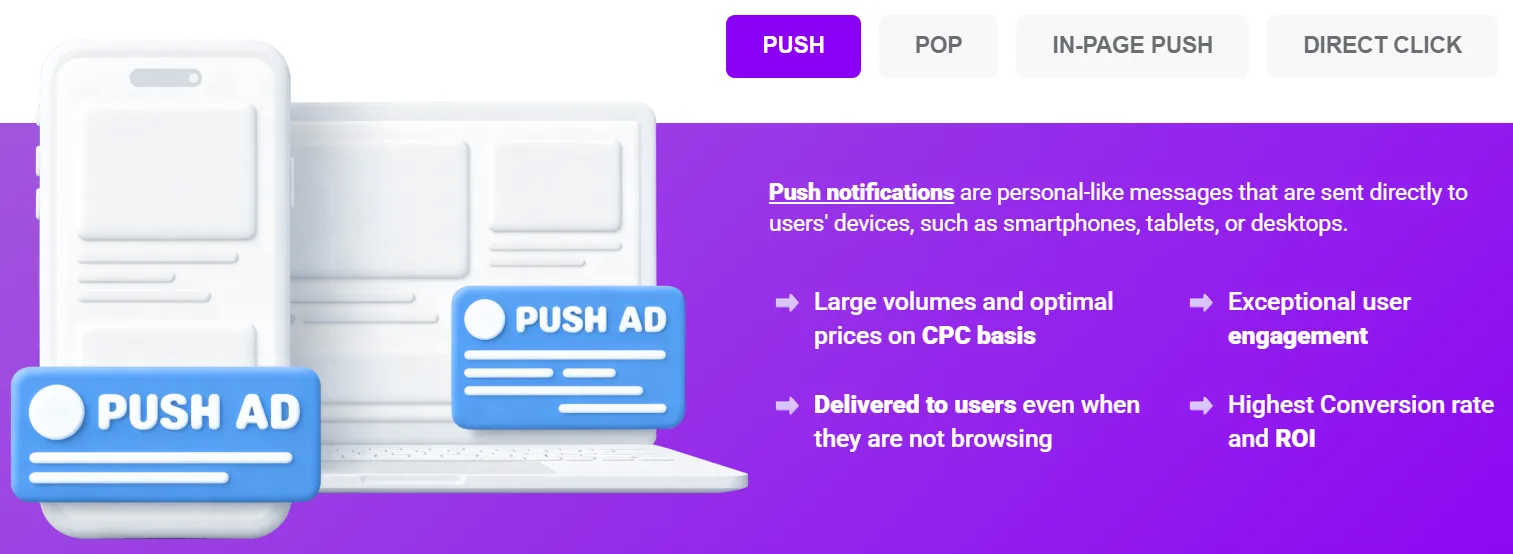 ROIads Push ad formats