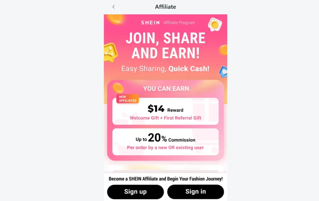 Shein Brasil affiliate program