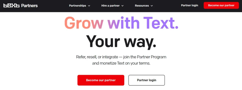 Text Affiliate Partner Program