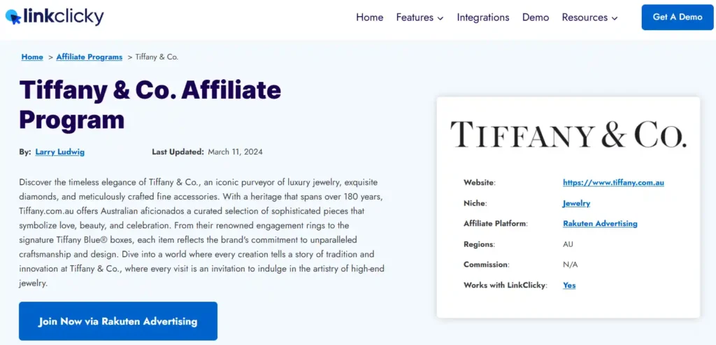 Tiffany & Co. Jewelry Affiliate Program