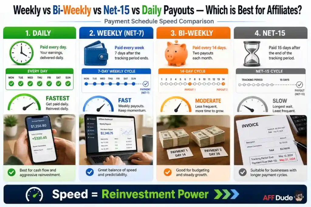 Weekly vs Bi-Weekly, Net-15 and Daily Payouts