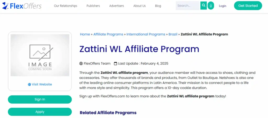 Zattini affiliate program